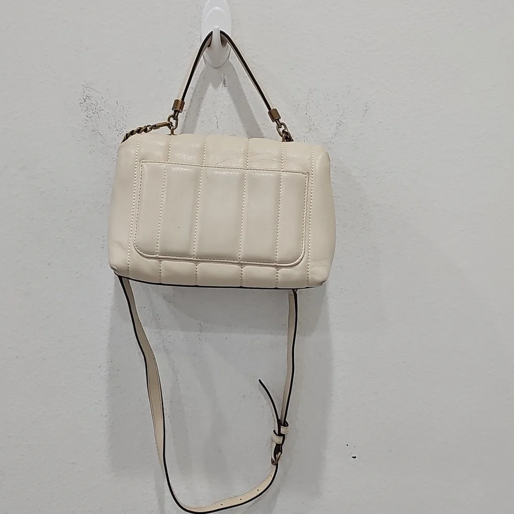 Tory Burch Kira Quilted Satchel Leather Wirh Crossbody Strap Cream